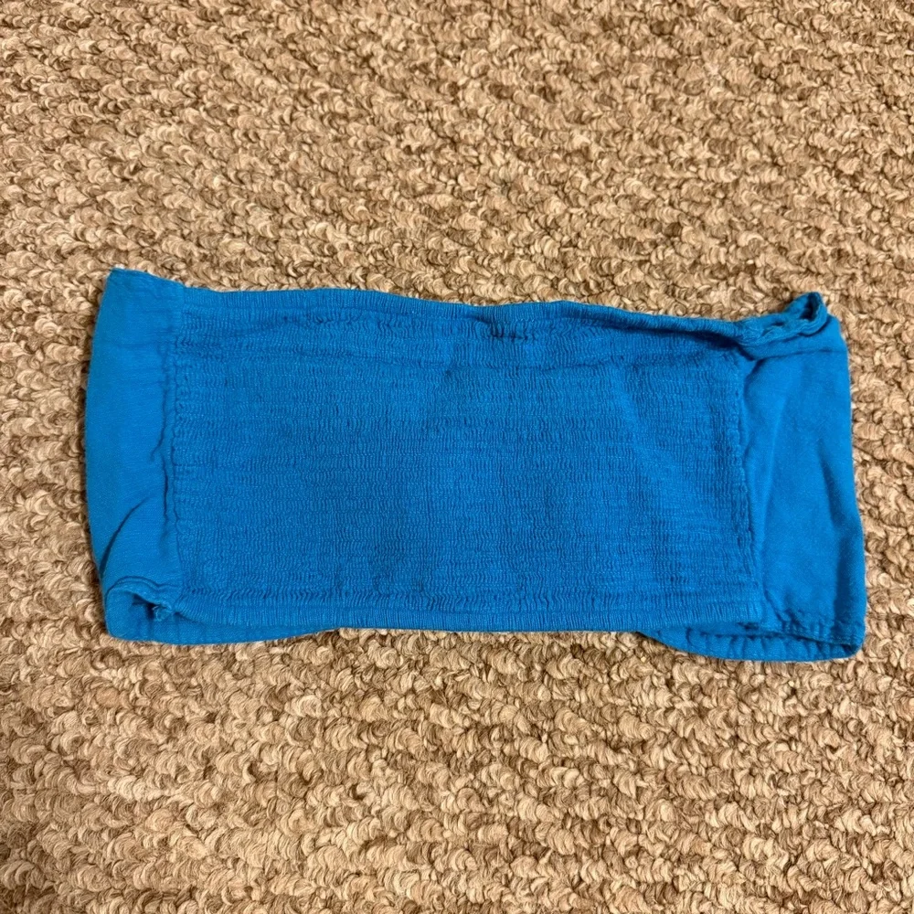 Blanco By Nature Women’s Size Medium Vibrant Blue Ruched Back Bandeau Crop Top - Picture 3 of 6